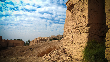 Panorama of partially restored Babylon ruins and Former Saddam Hussein Palace, Babylon, Hillah, Iraqのeditorial素材
