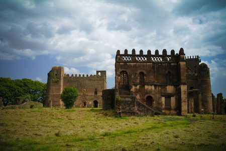 Fasilidas palace and library in Fasil Ghebbi site in Gonder, Ethiopiaのeditorial素材