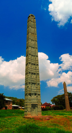Tombstones aka Axum steles at Tigray, northern Ethiopiaの写真素材
