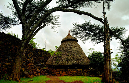 Traditional Konso tribe village in Karat Konso , Ethiopiaの写真素材