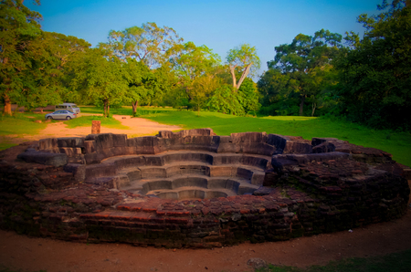 Lotus Pond aka Nelun Vihara at Polonnaruwa ancient city in Sri Lankaの写真素材