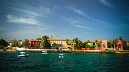View to historic city at the Goree island in Dakar, Senegalの写真素材