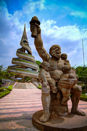 Exterior view to the Reunification Monument -23-02-2014 Yaounde, Cameroonのeditorial素材