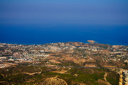 Panorama of Northen Cyprus from the top of Saint Hilarion Castle at Kirenia, Northen Cyprusの写真素材