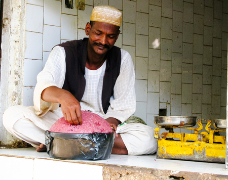 meat seller at the market 04-03-2011 Khartoum, Sudanのeditorial素材