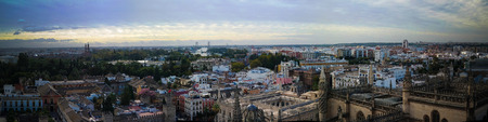 Panoramic aerial cityscape of Seville city from Cathedral in Spainの写真素材