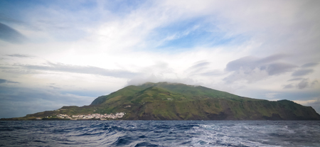 Sea view panorama of Corvo island in Azores, Portugal