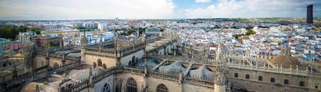 Panoramic aerial cityscape of Seville city from Cathedral in Spainの写真素材
