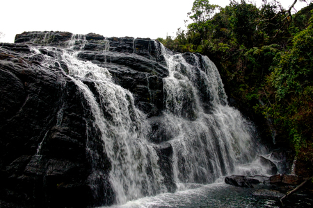 View to Bakers Waterfall in Horton Plains, Sri Lankaの写真素材