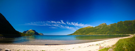 Panorama view Starvika coastline and bay at Gildeskal, Norwayの写真素材