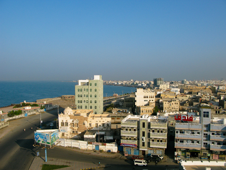 Aerial cityscape view to Hudaydah city at Yemenのeditorial素材