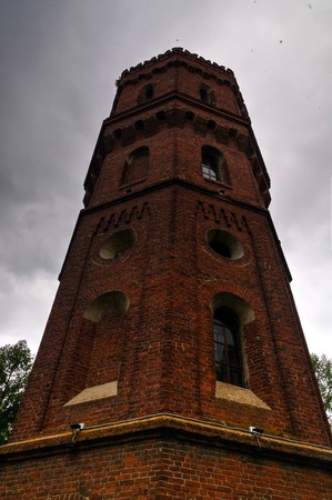 Exterior view to Old water tower in Zaraysk at Moscow region, Russiaの写真素材
