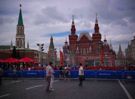 Football museum at Red Square in Moscow at FIFA football world cup - 21 June 2018, Moscow, Russiaのeditorial素材