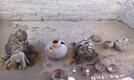 Ancient preinca nazca civilisation cemetery of Chauchilla at Nazca, Peruのeditorial素材