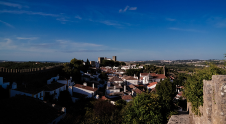 Cityscape view to Obidos old city, Portugalの写真素材