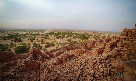 Ruins of Ouadane fortress in Sahara , Mauritania