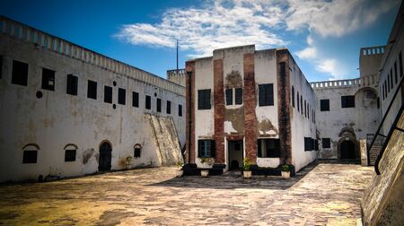 view to Elmina castle and fortress with church - 09 november 2015 Ghanaのeditorial素材