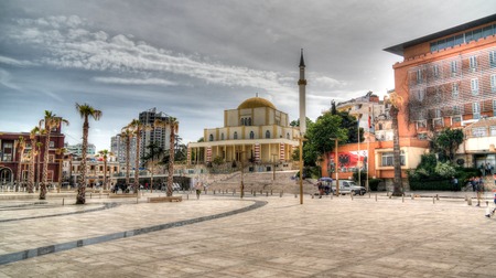 Exterior view to Fatih Mosque in durres in Albaniaのeditorial素材