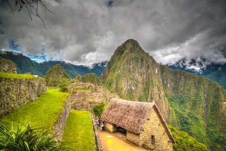 Panoramic view to Machu Picchu archaeological site with Polygonal masonry in Cuzco, Peru