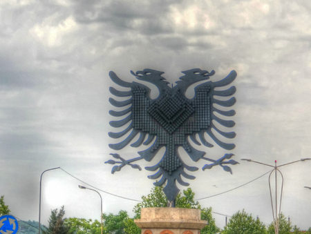 View to Eagle monument at the Eagle square in tirana, Albaniaの写真素材