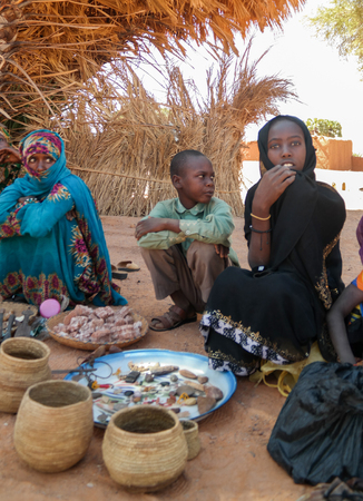Portrait of Toubou, or Tubu people - 10 november 2018 Demi village at Fada, Ennedi, Chadのeditorial素材
