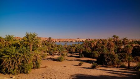 Panoramic view to Yoa lake group of Ounianga kebir lakes , Ennedi, Chad