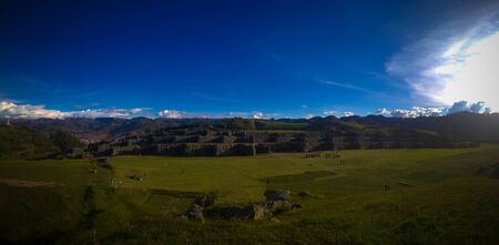 View to Sacsayhuaman UNESCO World Heritage site in Cusco, Peruの写真素材