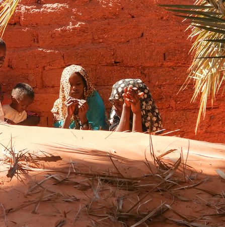 Portrait of Toubou, or Tubu woman - 10 november 2018 Demi village at Fada, Ennedi, Chadのeditorial素材