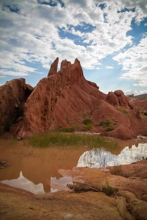 Panorama of Skazka aka Fairytale canyon ,Tosor , Issyk-Kul, Kyrgyzstanの写真素材