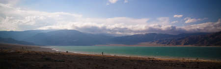 Panoramic view to Orto-Tokoy Reservoir at Chu river, Naryn, Kyrgyzstanの写真素材