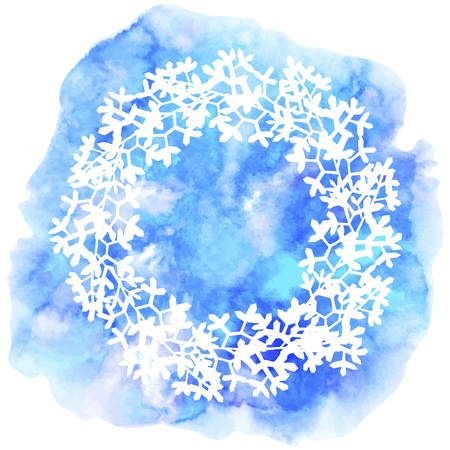 Floral wreath on watercolor background. のイラスト素材