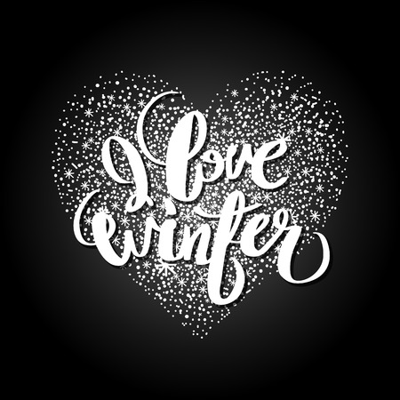 Graphic snowflakes in the shape of heart. Winter design in white colors.のイラスト素材