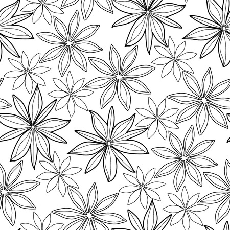 Vector seamless cardamom pattern with white background. Coloring book page design for adults and kids.のイラスト素材