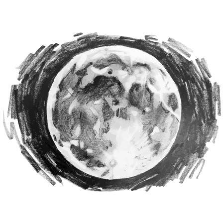 Graphic moon drawn by pencilのイラスト素材