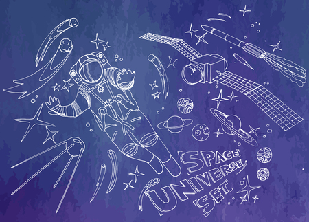 Graphic astronaut and satellitesの写真素材