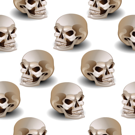 Graphic skull with fearful smile. Vector seamless patternのイラスト素材