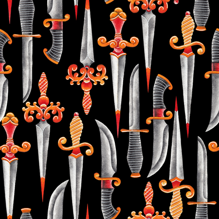 Watercolor ornate knifesの写真素材