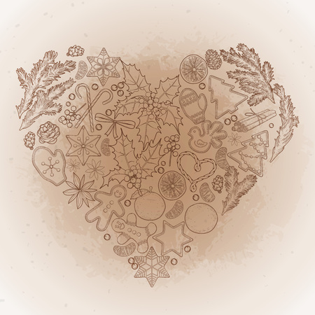 Christmas design in the shape of heart.のイラスト素材