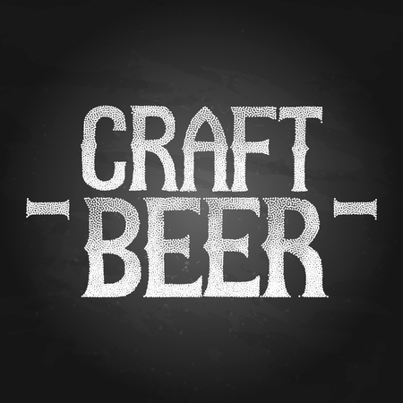 Craft beer, Graphic phrase in vintage style isolated on dark background.のイラスト素材