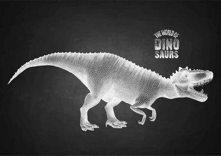 Graphic Tyrannosaurus Rex. Vector dinosaur isolated on the chalkboard. Animal of the prehistoric period in stippling techniqueのイラスト素材