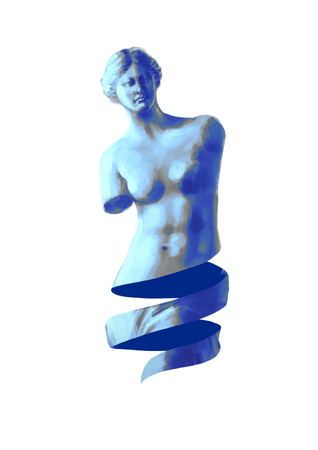 Venus de Milo sculpture with sliced skinの写真素材