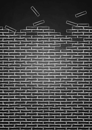 Graphic brick wall drawn in the engraving techniqueのイラスト素材