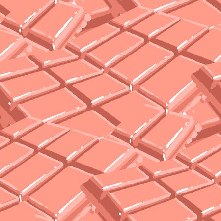Bars of chocolate with strawberry taste. Seamless patternのイラスト素材