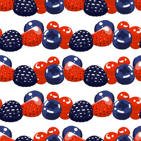 Vector repeated seamless pattern of different berriesのイラスト素材