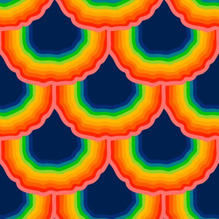 Abstract vibrant pattern of bright, wavy striped rainbowのイラスト素材