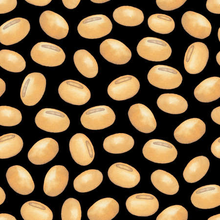 Watetcrolor repeated seamless pattern of soy beansの写真素材