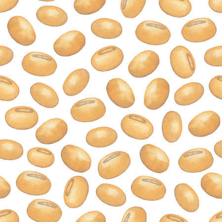 Watetcrolor repeated seamless pattern of soy beansの写真素材