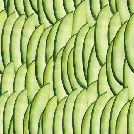 Watercolor repeated seamless pattern of avocado slicesの写真素材