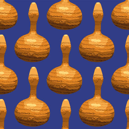 Seamless pattern of traditional African vintage vases.