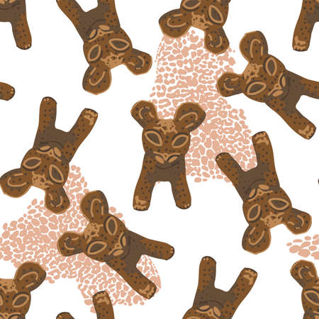 Vintage sculpture of a woodenn baby leopardのイラスト素材